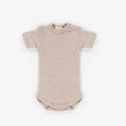Baby romper met korte mouw - Merinowol- Beige