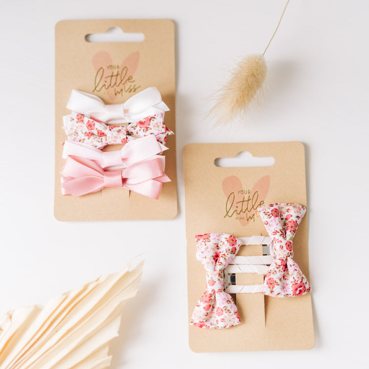 Haarspeldjes met strik - Soft pink flower