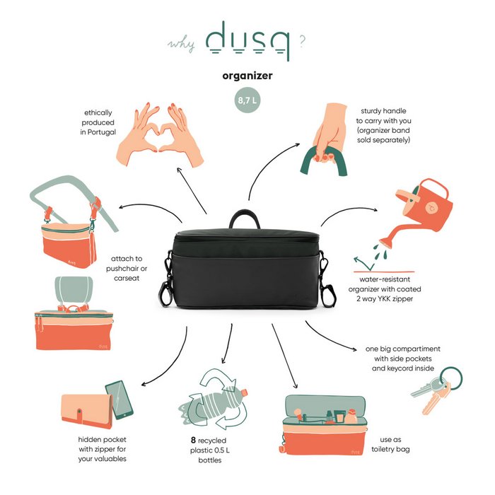 Dusq organizer kinderwagen - Night Black